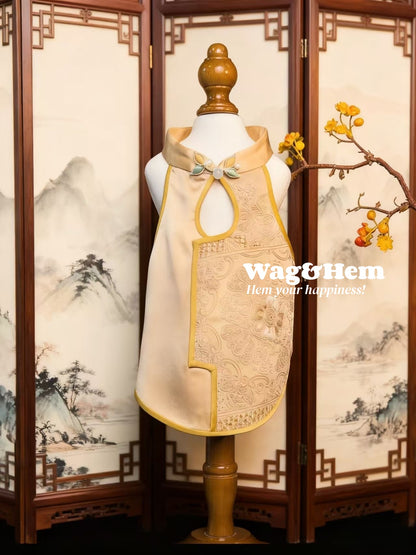 「金縷祥雲」中式真絲禮服裙｜寵物婚禮｜高端布料【MM系列】