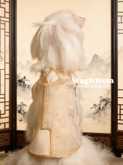 「金縷祥雲」中式真絲禮服裙｜寵物婚禮｜高端布料【MM系列】