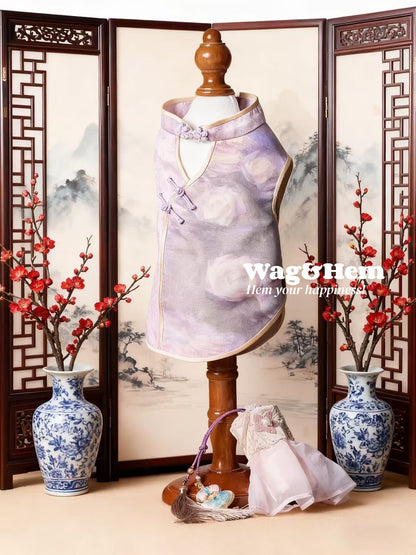 「紫雲映月」中式真絲禮服裙｜寵物婚禮｜高端布料【MM系列】