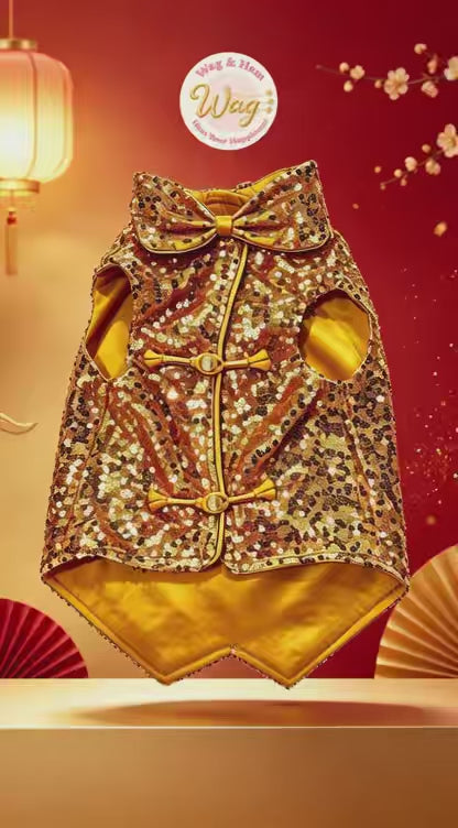 「金熠新春」金色亮片賀歲背心｜寵物賀歲禮服【新年系列】