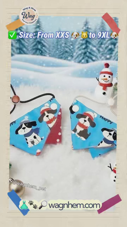 (19-50CM) « Chien mignon de Noël » bavoir ajustable|Indispensable pour les fêtes|【Série WH-A】