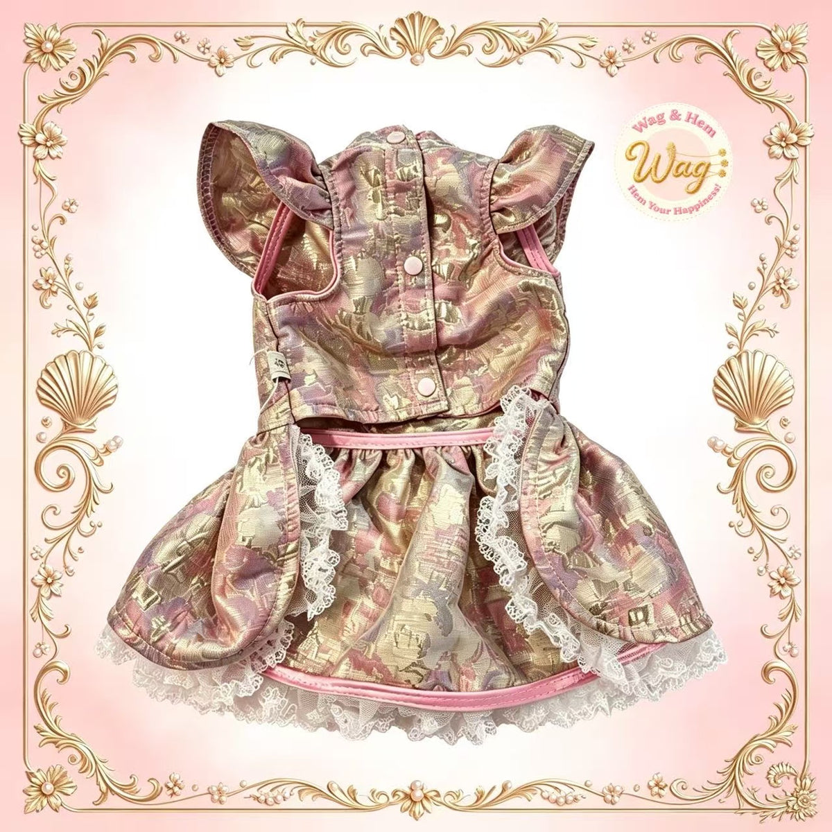 【春日花漾】粉金提花宮廷禮服裙｜花園甜美裝【WH系列】